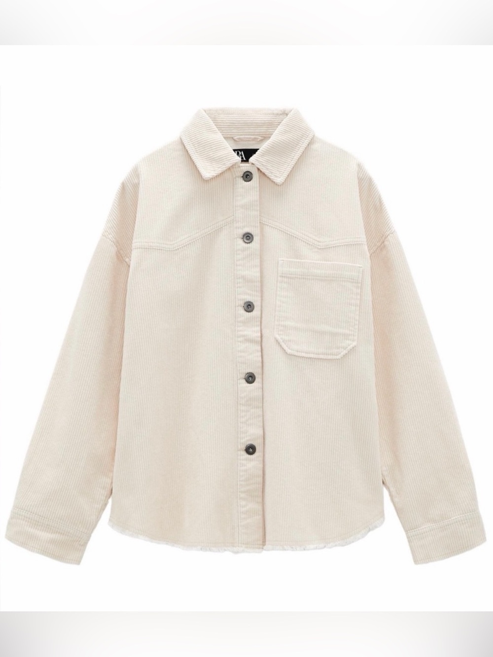 Zara Cream Corduroy Button-Front Shacket